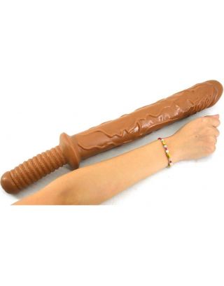 solid brown dildo with Realistic Glans and Handle