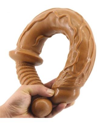 solid brown dildo with Realistic Glans and Handle