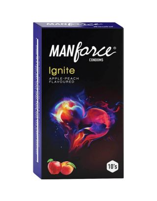 Manforce Ignite Apple Peach Flavoured Extra Dotted Condoms - 10's