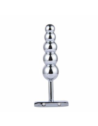 SK DILDO BUTT PLUG WITH BALLS STAINLESS STEEL ROUND HEADED